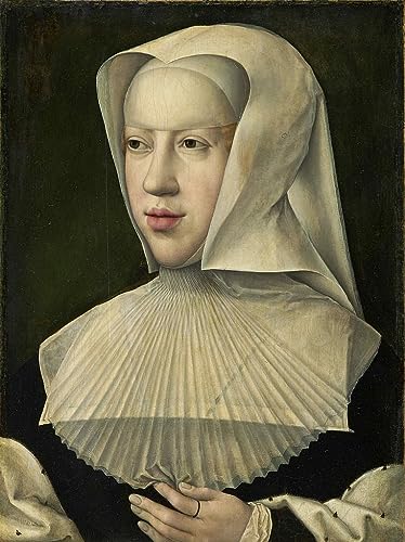 Cuadro en lienzo para oficina: retrato histórico de Margarita de Austria en mural de 60x90cm