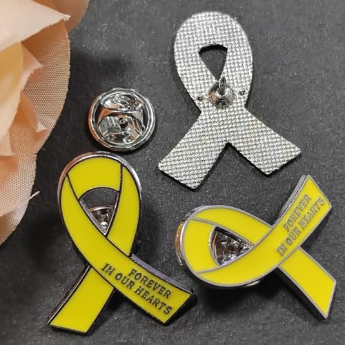 Image of 20 Pcs Funeral Ribbon Awareness Pins Memorial Lapel Brooches Forever In Our Hearts For Mourning Event