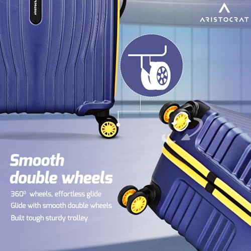 Image of Aristocrat Vortex Plus | Set of 2 Trolley Bag, 55+65 Cm, Small+Medium Hardside Luggage | 8 Wheels, Combination Lock | Polycarbonate | 3 Year International Warranty | Midnight Blue