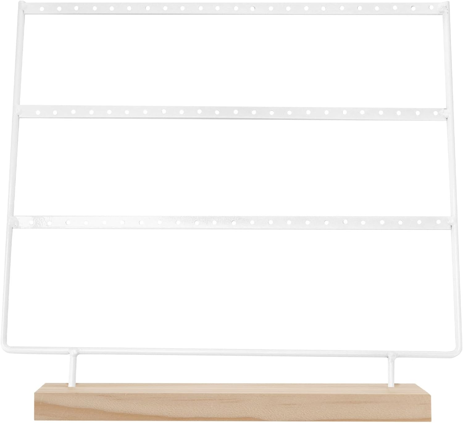 PRETYZOOM White Iron Wood Jewelry Display Holder Three Layer Rack