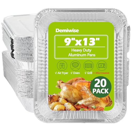 Image of Thickened 20 Pack Heavy Duty Aluminum Pans with Lids, 9x13 Aluminum Foil Pans Disposable, Half Size Steam Table Foil Baking Tray for Cooking, Baking, Roasting & Chafing, Carton Packaging