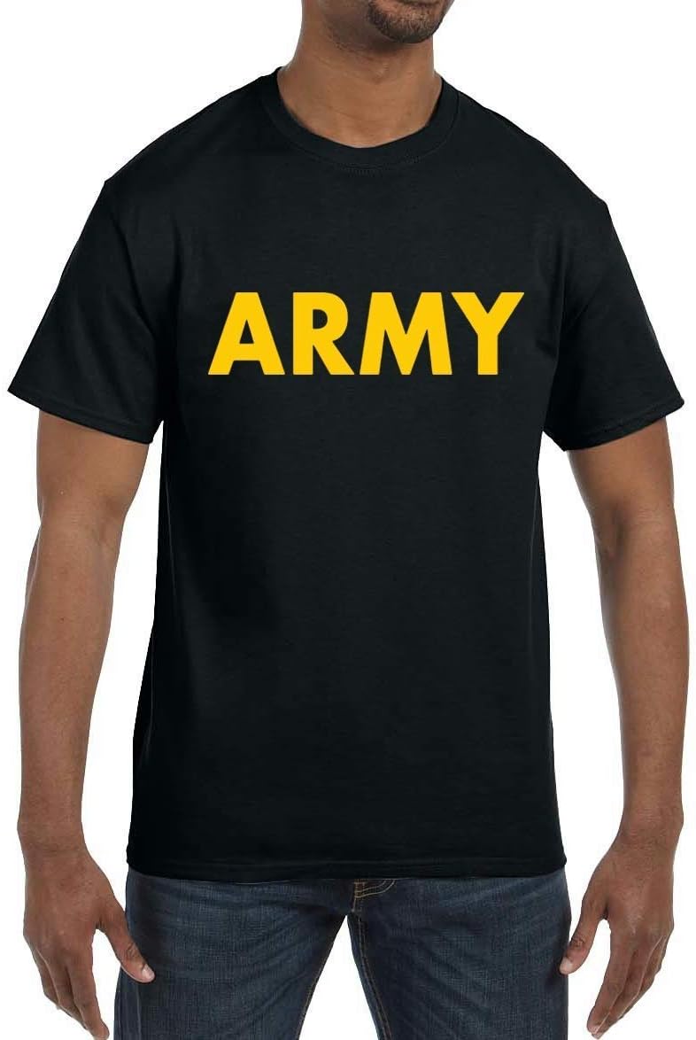 Lucky Ride Military Gear Black Army Short Sleeve T-Shirt with Gold Print - Image 3