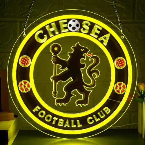 Image of Football Neon Sign for Wall Decor Soccer Neon Light for Man Cave | Dimmable Sport LED Light for Fan,Bedroom, Pub, Bar, Gift for Teams Supporters Football Enthusiasts Size 11.8*11.8 In