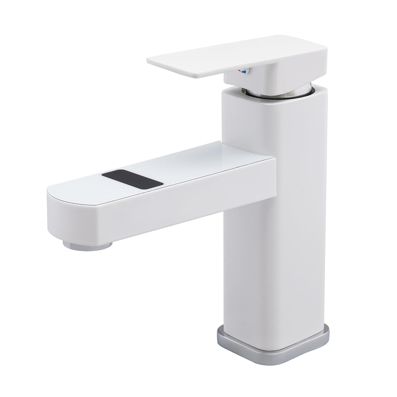 Cyfrowy kran ze wskaźnikiem temperatury LED, jednouchwytowy mikser do ciepłej i zimnej wody, wkład ceramiczny, perlator powietrza, przyłącze G1/2", do kuchni, łazienki, umywalki – biały
