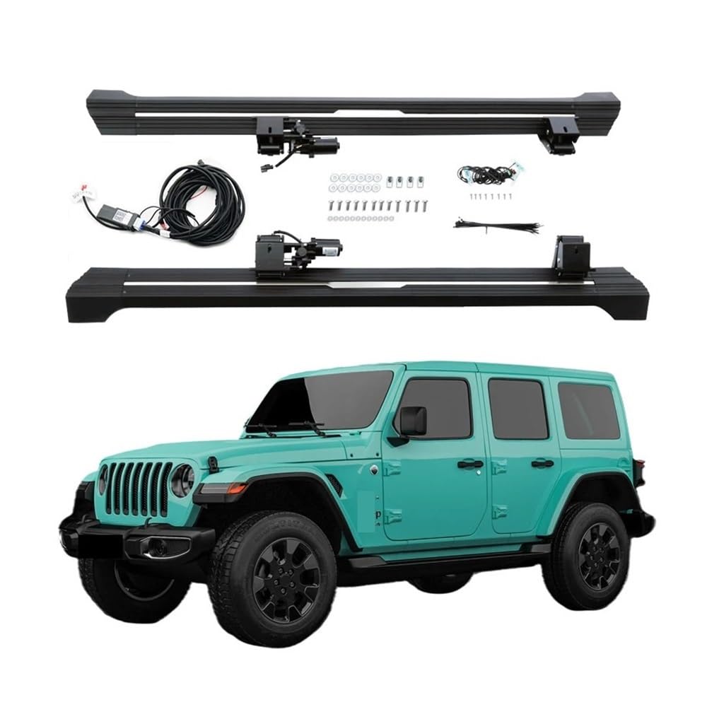 Escalones laterales retráctiles eléctricos premium compatibles con Jeep Wrangler JL 2018-2023 de 4 puertas | Estribos de despliegue automático con sensores de seguridad | Pasos Eléctricos Retrác