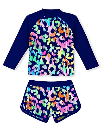 Image of TUONROAD Girls 2 Pieces Rash Guard Swimsuit Long Sleeve Tankini for 4-10 Years