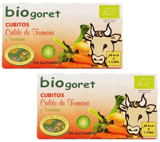 Bio Cubitos de Caldo de Ternera con Verduras 66 g Pack 2x (132 g) Ecológico Sin Glutamato