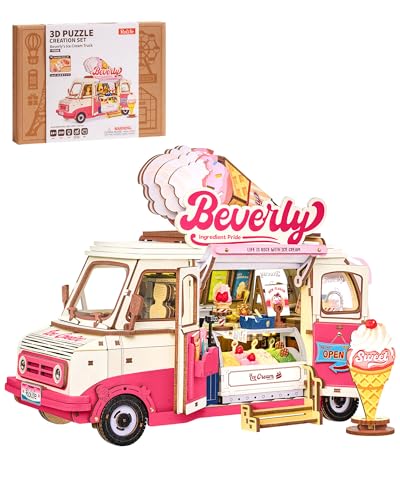 3D Wooden Puzzles for Adults - Ice Cream Truck Model Kit DIY Building Set, 290pcs Wood Craft Home...
