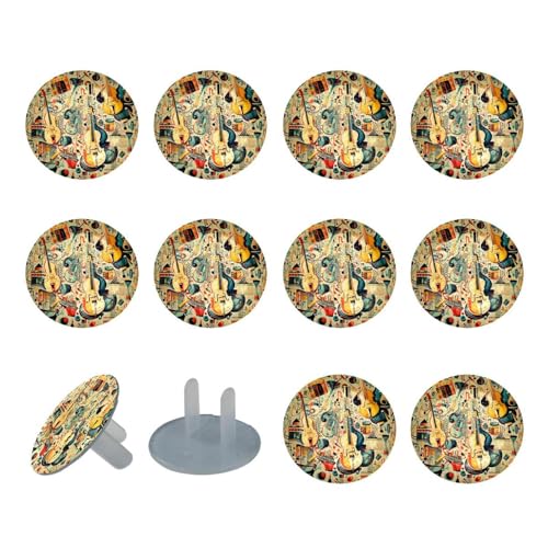 12 Pieces Musical Instrument Childproof Outlet Covers, Safety Socket Protection Caps, 2-Prong Power Wall Plates