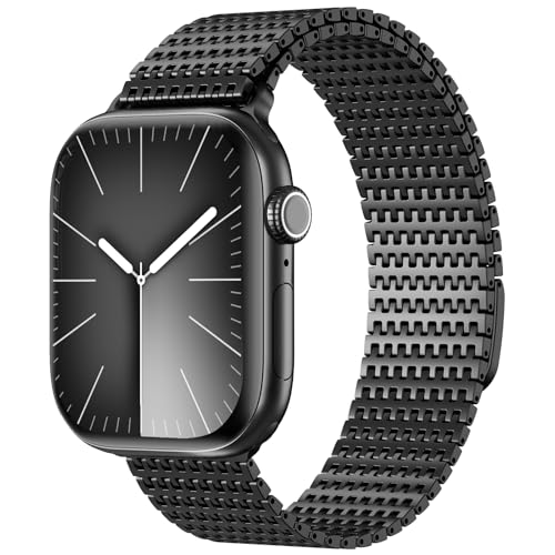 Image of WINGLE Magnetic Mesh Loop for Apple Watch Band Ultra 3 /2 /1 Band 49mm 46mm 45mm 44mm 42mm 40mm 41mm 38mm Men Women, Stainless Steel Adjustable Metal Strap for iWatch Series 11 10 9 8 7 6 5 4 3 2 1 SE