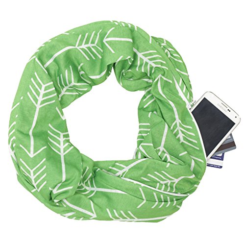 Shop Pop Fashion - Arrow Pattern Infinity Scarf with Hidden Zipper Pocket to store Phone, Keys, and Wallet
