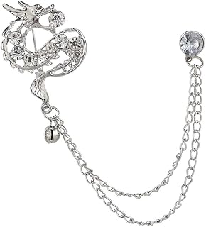 Baoblaze メンズ ラペルピン チェーン付き メンズ アクセサリー スーツ 襟ラペル ピン, シルバー