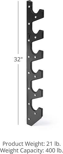 Miniatura 5 de Titan Fitness Soporte horizontal para pistola de pared, con capacidad para 6 barras de tamaño olímpico, soporte de acero con protectores gruesos