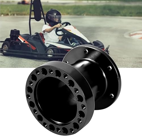 Miniatura 5 de Buje de volante de automóvil, kit de adaptador de cubo de dirección universal de aluminio de 3 pulgadas (negro)