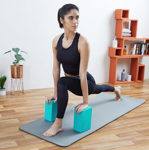 Image of Amazon Brand - Symactive High Density Premium EVA Foam Yoga Blocks for Strength, Balance, and Flexibility, Odour Resistant, Extra Large Size (4 x 6 x 9 inches, Set of 2)