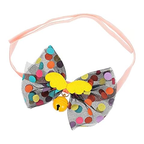 Dog Cat Bow Tie Cute Flower Cat Collar with Bell Soft Pet Necktie for Cat and Small Dog Costume Birthday Wedding Festival (S) Cover
