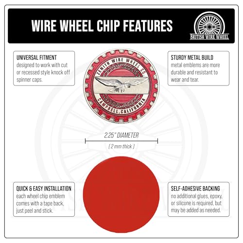 Image of Zenith Chrome & Candy Apple Red Metal Wheel Chip Emblem (Single) | Triple Chrome Plated Solid Metal Wheel Chip Emblem 2.25 inch | for Lowriders with Recessed Knock Off Spinner Caps