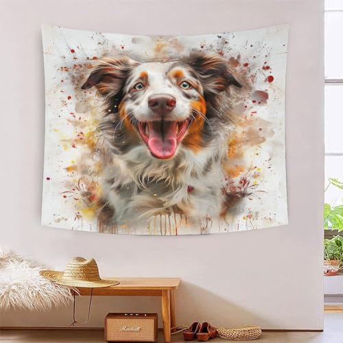 Tapisserie murale chien berger effet 3D grand format 180x230cm