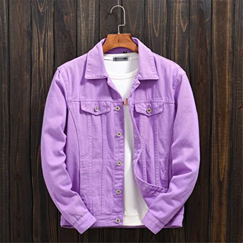 Men Denim Jackets Outwear Casual Cowboy Coats Spring Autumn Loose Jean Jacket Purple Orange2