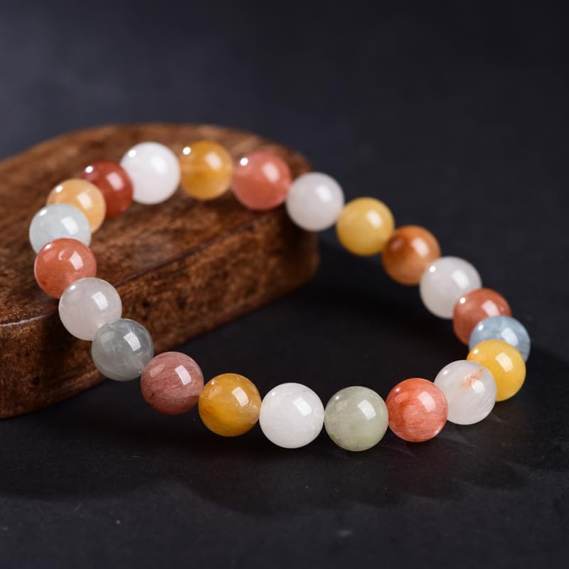 NIBHZ Bracciale da Donna con Perline di Cristallo Multicolore Naturale | Bracciale in pietra naturale da donna, bracciale con perle di pietre preziose per donna o uomo