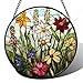 DASTOLL Stained Glass Window Hanging, Colorful Wildflowers Plant Scenery Suncatcher for Doors Window Home White Green Sun Catchers Decor Mother's Day Birthday Gifts for Women, Men Mom 7.8 in