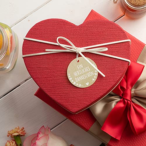 50 Stk Danke Anhänger Geschenkanhänger Hochzeit Etiketten Ein Herzliches Dankeschön Rund Vintage Gastgeschenke Kommunion Konfirmation Deko und Jute Schnur Papieranhänger zum Basteln Taufe