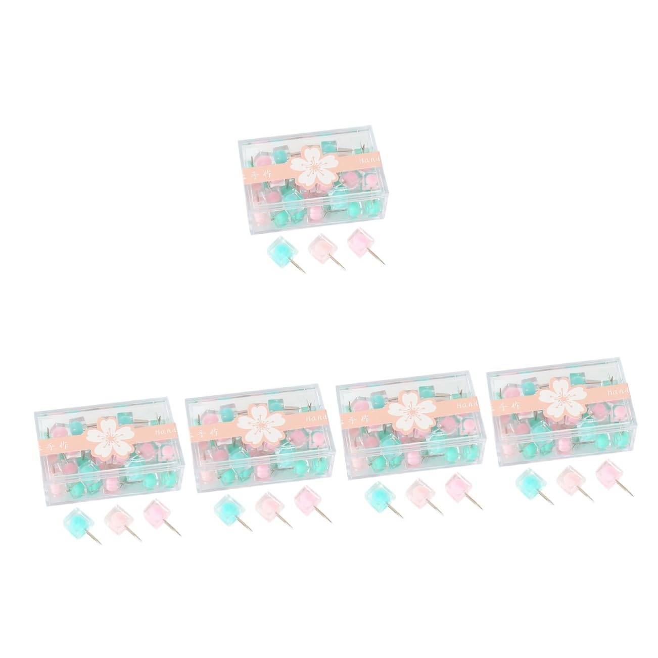 STOBOK 200piezas Chinchetas Decorativas De Brillantes De Pushpins Cuadrados para Tableros De Corcho y Mapas Almacenamiento Práctico Caja Transparente