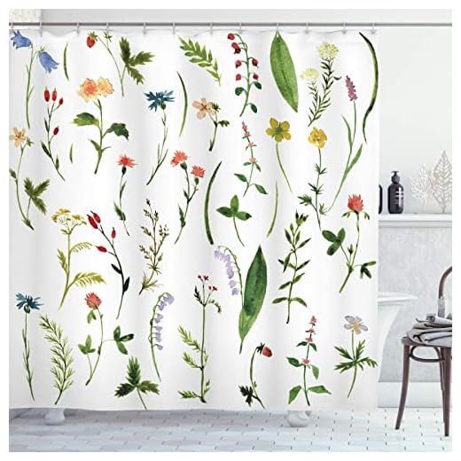 Vitt tyg blomma vattentäta duschdraperier gröna blad blommig växt för badrum bondgård rum dekor badgardiner 35 x 72 in-89 x 183 cm/B x L