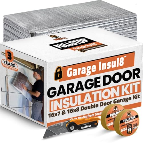 BEEST FULLSTOP Garage Door Insulation Kit - 16x7 & 16x8ft Double Garage Door Insulation Panels - 16...