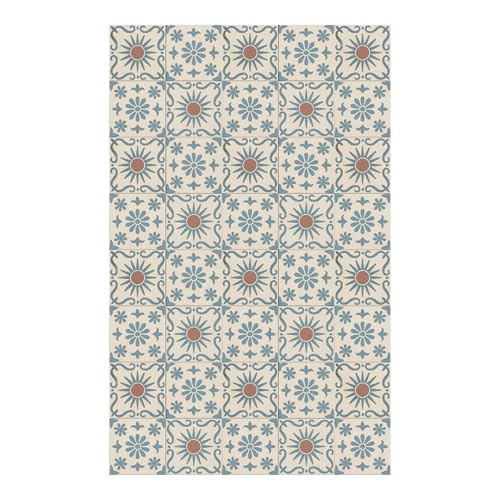 Printarama Antideslizante Alfombra Vinilica - Alfombra Antideslizante Auelo de Cocina, Baño, Dormitorio, Pasillo - 60x180cm Azul, Blanco Lavable Alfombra Vinilica