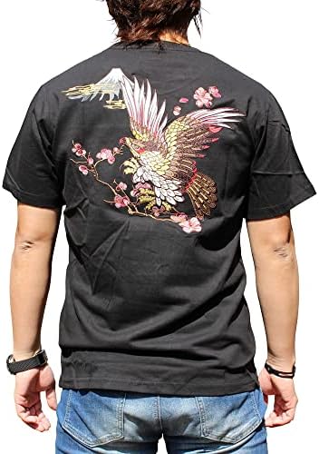 Amazon | 和柄半袖Tシャツ 和柄刺繍tシャツ【YH22102】鷹 和柄