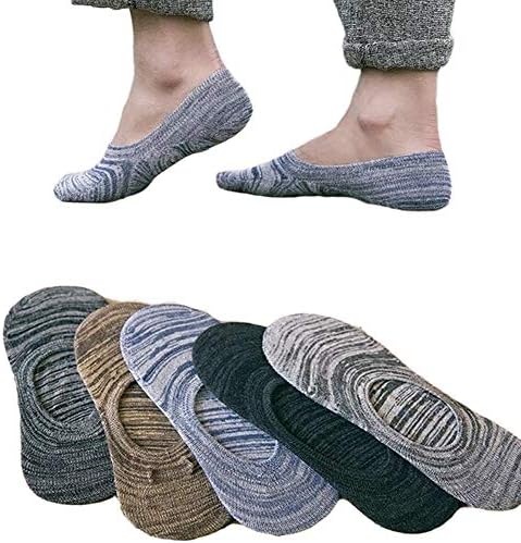 No Show Socks 5 Pairs Cotton Non Slip Low Cut Invisible Loafer Socks Men&Women Boat Liner