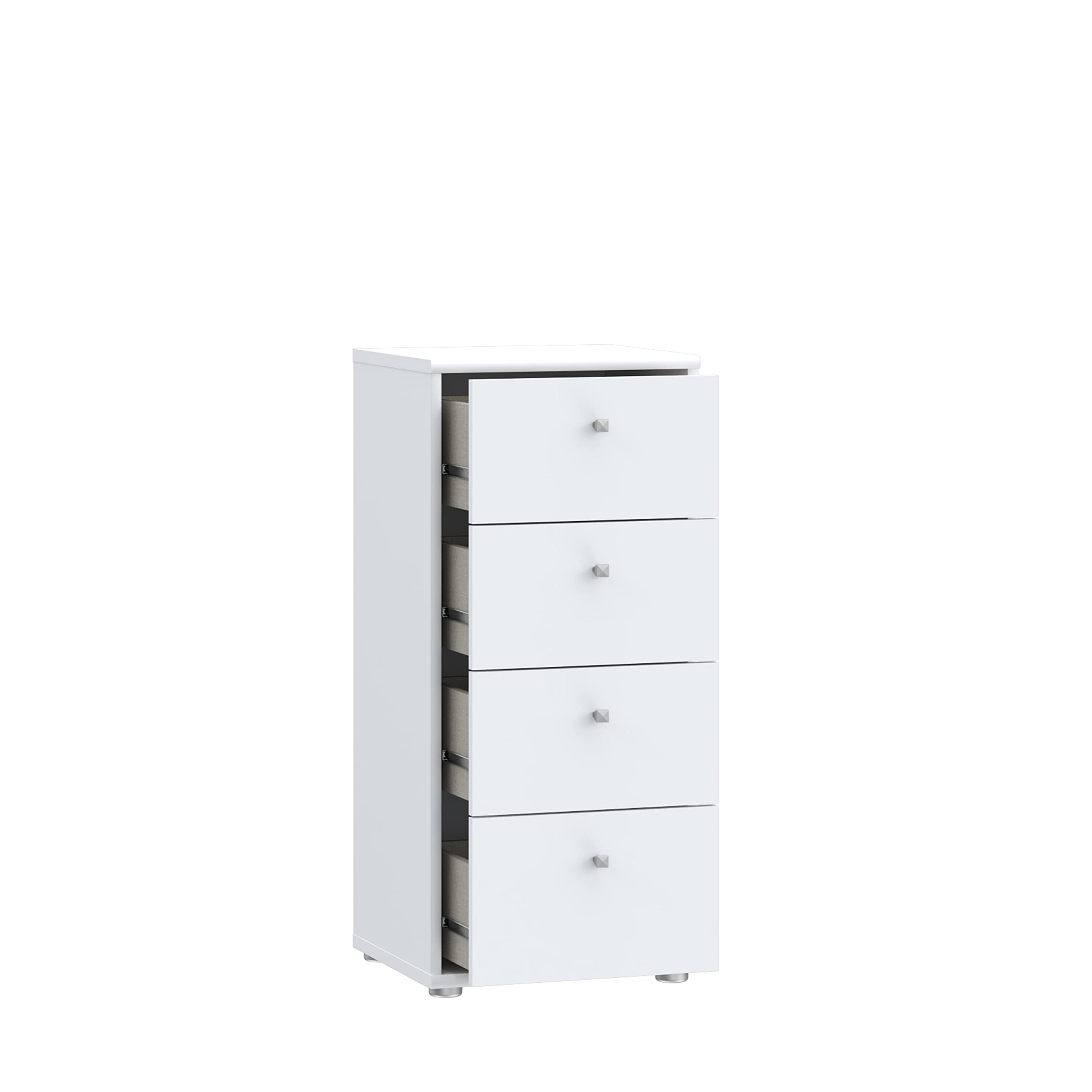 Forte Tempra 2 Kommode 4 Schubladen, Holzwerkstoff, weiß, Bx H xT: 38,6 x 85,5 x 34,8 cm