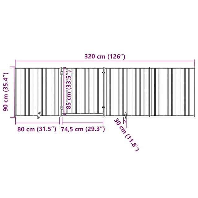 Foto 3 de 8 de vidaXL Puerta para Perros Plegable 4 Paneles Madera álamo Negra 320 cm