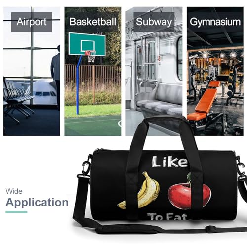 I Like To Eat Apples And Bananas Gym Bag Travel Duffel Bag Lightweight Carry On Weekender Bag Tote Bags for Women Men3