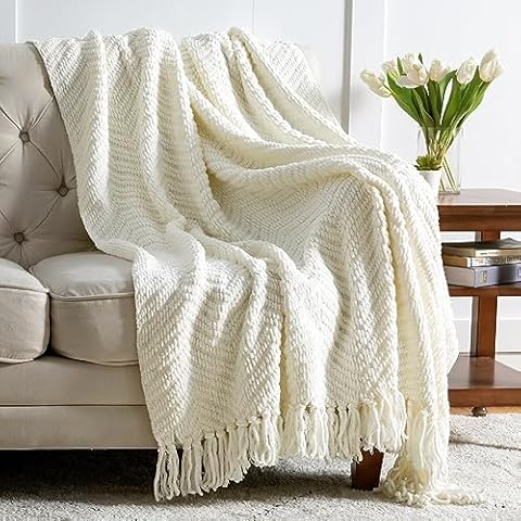 Bedsure Couch Throw Blanket with Tassels Cover