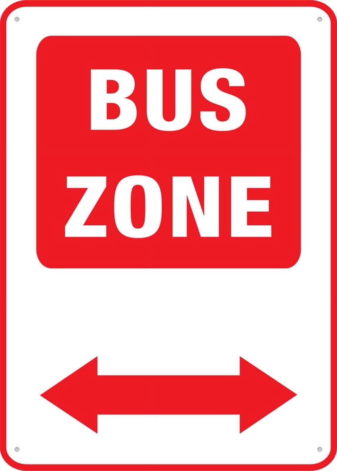 peiyeety Bus Zone Two Way Arrow Sign Outdoor, Uv Printed Rust Free Aluminum 12x16 Inches,Yard Sign for Home, Business, Driveway Alert
