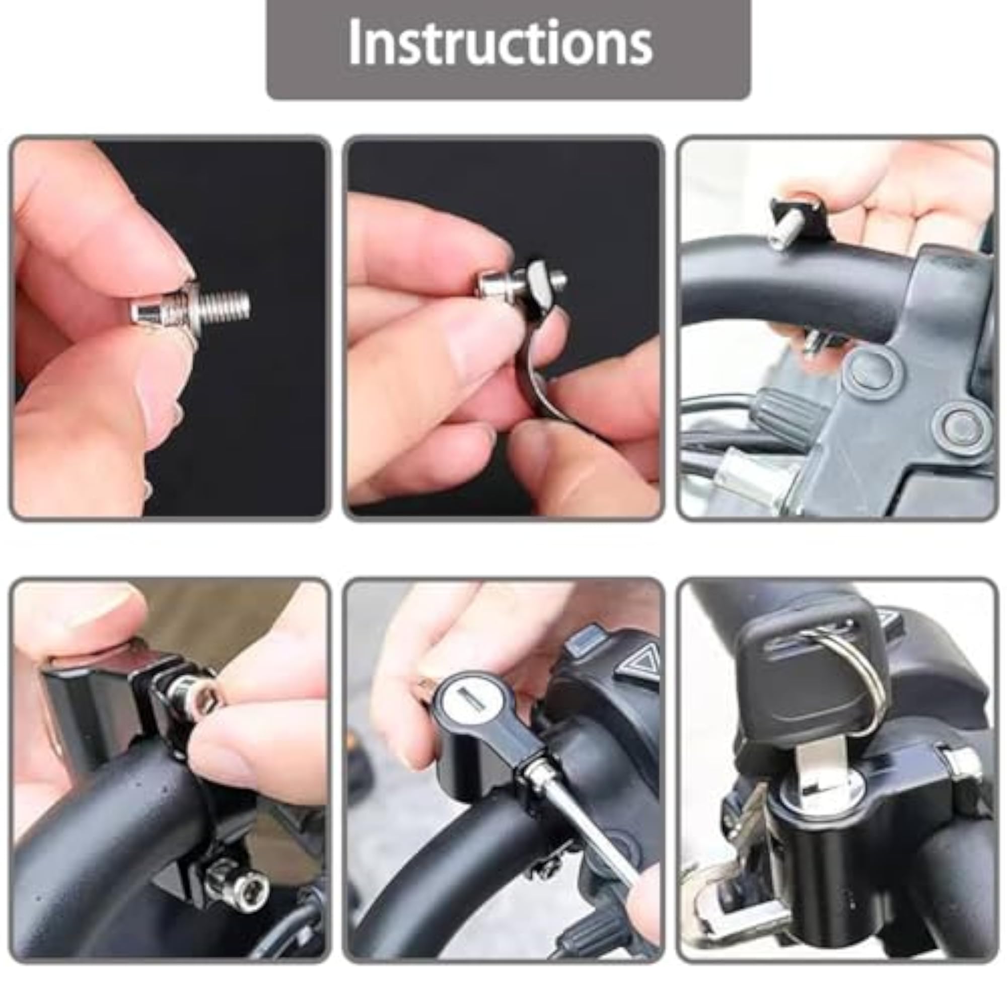 Motorcycle Universal Helmet Lock with 2 Keys, Anti-Theft Security