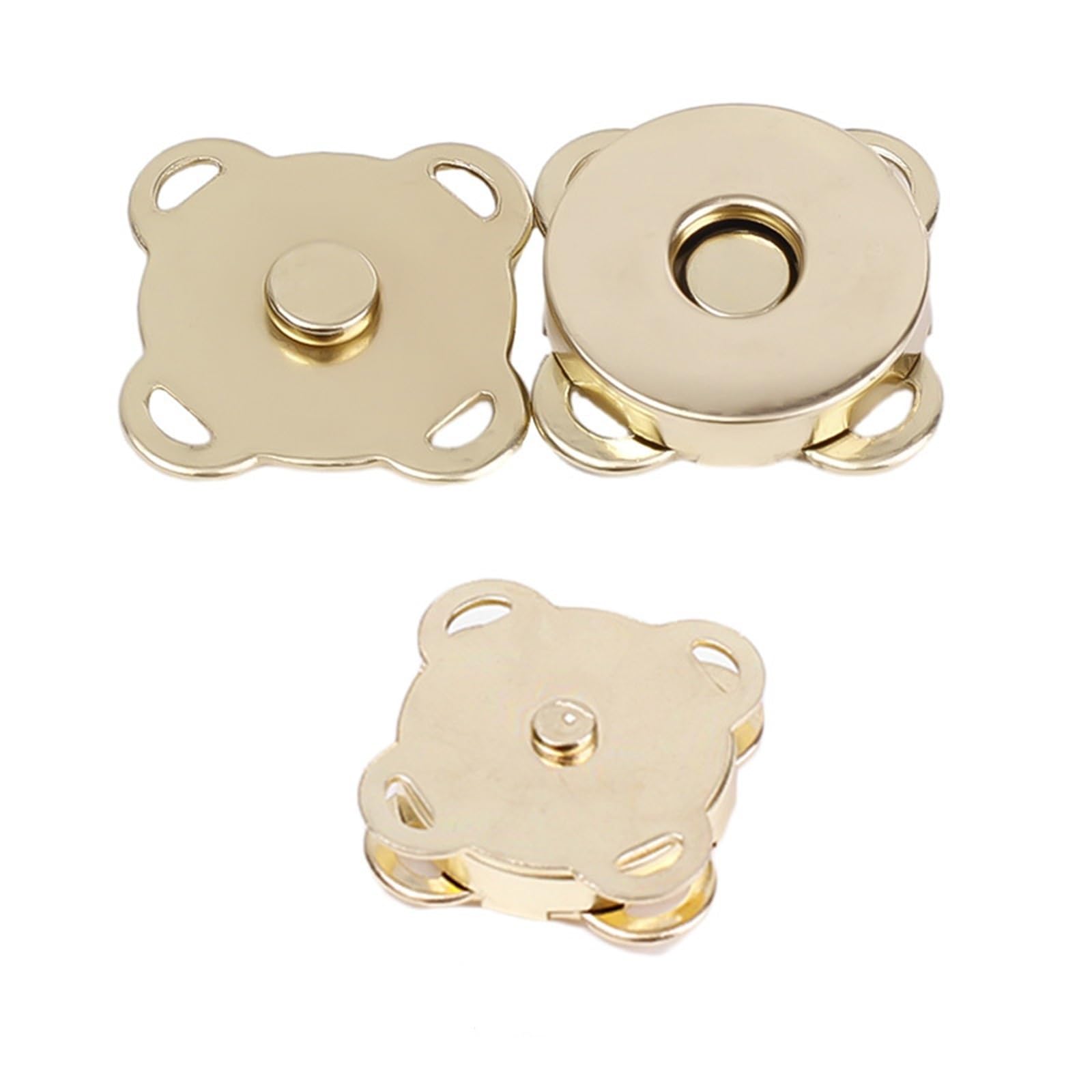 Magnetic Press Studs 1/10Sets Magnetic Snap Button Metal Invisible Sew on Lock Clasps Fasteners for Purse Bags DIY Accessories(Gold - 14mm,5pcs)