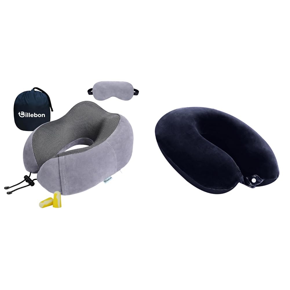 Billebon Neck Pillow for Travel – Comfortable Memory Foam Support, U-Shape Ergonomic Design, + Cool Gel Infused Memory Foam Travel Neck Pillow with Magnetic Fabric Luxury Neck Support Pillow-image-9