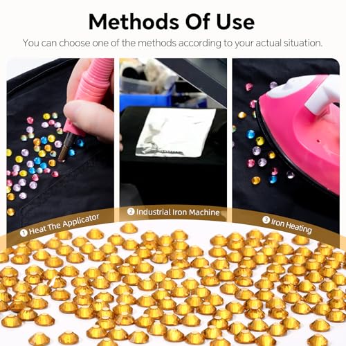 Image of Hotfix Rhinestones Bulk 3000PCS SS6 (1.9-2.1mm), Topaz Glass Rhinestones for Clothes, Tumblers, Shoes DIY, Heat Transfer Flatback Gems for Crafts & Decoration