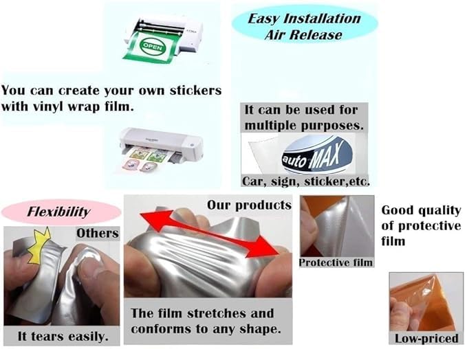 Image of WALLMATE Carbon & Matellic Wrap Sheet Roll Film Sticker Decal Waterproof Car Styling Wrap Auto Vehicle Accessories (12x120 Inch, Silver Metallic)