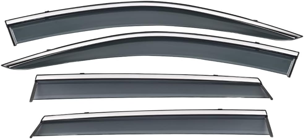 Vesul Tape on/Clip on Window Deflector Compatible with Subaru Outback 2015-2019 Polycarbonate Rain Guard Vent Visor Shield Cover Sun Vent Shade with 304 Stainless Steel Trim Smoke Gray