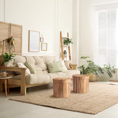 Sorbus Tree Stump Stool, 15 Inch Storage Ottoman & Footrest (1 Pack, Brown) - image 2