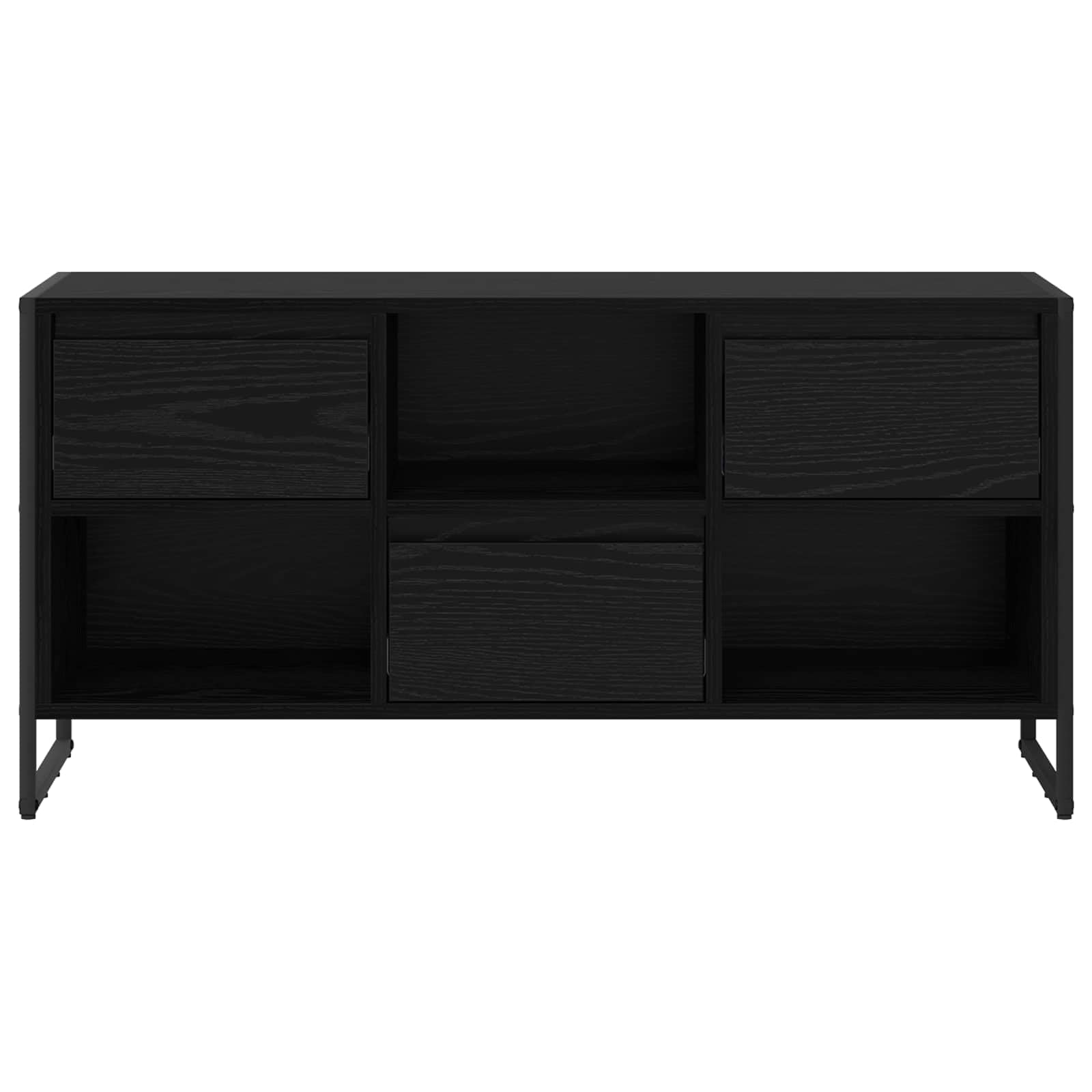Mobile TV industriale rovere nero 100 x 36 x 49,5 cm con cassetto, legno ingegnerizzato, gambe in acciaio, ripiani a due livelli, stile moderno con fascino rustico, perfetto
