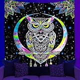 WEBEEDY Schwarzlicht Mandala Eulen Wandteppich Elektrische 