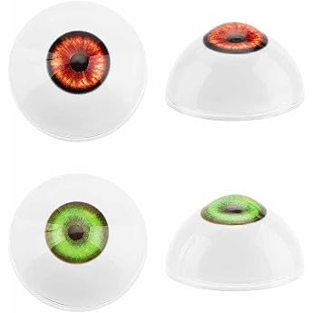 PH PandaHall 2 Pairs Halloween Realistic Eyes 32 mm Green Orange Craft Eyes Plastic Eyeballs Human Eyes for DIY Doll Plush Halloween DIY Jewellery Craft Party Decor Costume Decoration