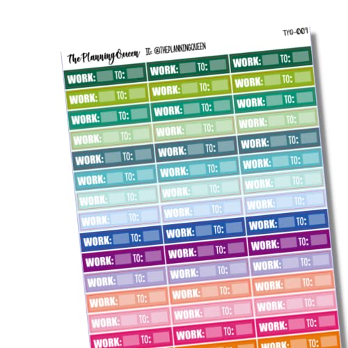 Work Tracking Stickers, Daily Work Schedule Stickers, Planner Stickers, Functional Planner Stickers, Work Schedule Stickers, 51 Stickers, 1.5" in length, Multicolor