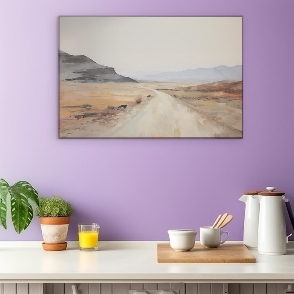 Canvas for Living room. Endless Journey Through Solitude and Space: An Ode to the Desolate Desert Road, 27 x 18 inch Canvas Wall Art - Contemporary Masterpieces - Cosmic Home Decor