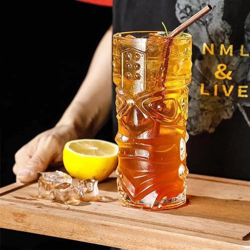 Image of Premium Crystal Water Glass Set of 6 - Highball Drinking Glasses Set for Home - Glass Set for Water Juice Shakes Mojito Cocktail Colddrinks (Tiki)